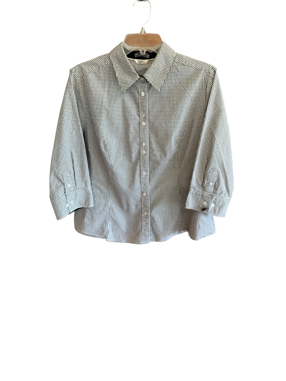 Riders Instantly Slims You, White and Black Gingham Button Up Women's Blouse XL